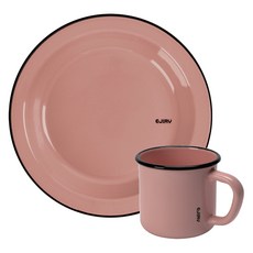 EJIRY Remo 餐盤套組 A, 1套, 馬克杯 + 餐盤, 玫瑰粉色