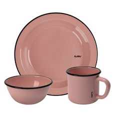 에지리 레모 플레이트 세트 E, 1세트, 머그컵 + 시리얼볼 + 플레이트, 로지핑크