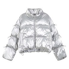 Lap 女款袖抽繩高領亮面填充外套 AQ4PDA64