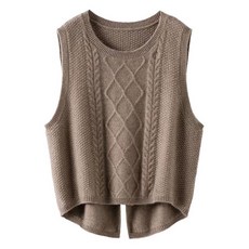 MarketA 女款中年圓領後開衩針織背心 T24FW3-A1290