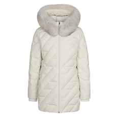 올포유 여성용 폭스퍼 후드 사선 퀼팅 다운점퍼 AWDJNA261-100