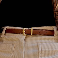 DAKS 女款Logo凹刻金色扣環小牛皮Belt DBBE4E799W3