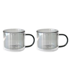 kamome kitchen Iris 雙層玻璃彩色馬克杯 260ml, 灰色, 2個