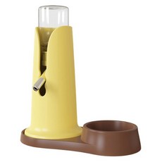 랜보어 햄스터 높이조절 반자동 급수기 식기, 옐로우, 1개