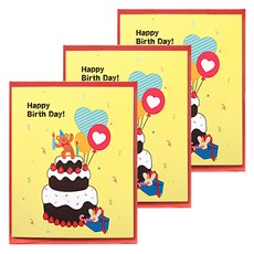 투영디자인 반짝 팝업 카드, 3단케익생일축하, 3개
