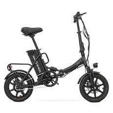나노휠 라인S 면허 필요없는 접이식 전기자전거 36V 10Ah, 스틸 + 알루미늄, 블랙