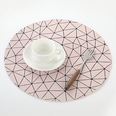 푸트로랩 기하학 패턴 식탁 매트, 핑크, 1개, 30 x 30 cm