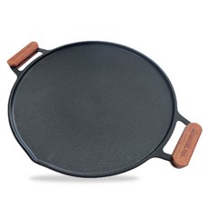 시샘 인덕션 통주물 고기불판 그리들팬 + 우드 손잡이 세트, 40cm, 1세트