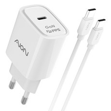 Aion Planet Type-C 超高速充電器 25W PPS PD3.0 GaN + 充電線套組, 1套, 白色