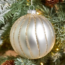 Modern House Objet Ornament 白色珍珠條紋球, 1個, 混色, 10cm