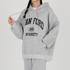 모이르벨라 여성용 유니브 레터링 기모 후드 티셔츠 T24FW2-A1140