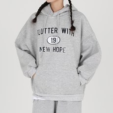 모이르벨라 여성용 뉴호프 레터링 기모 후드 티셔츠 T24FW2-A1139