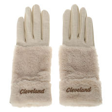 Cleveland GOLF 女款貂毛拼接針織保暖高爾夫手套 雙手用 CGWHC44893, 1組, 米色