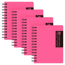 彩色PP迷你左翻手冊 80張, 4個, 粉紅色