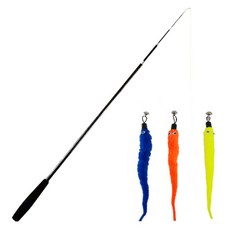 MAA 貓咪釣竿 1.8m + 蛇形玩具3件組, 1套, 黑色 + 隨機出貨