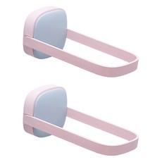 메이크마인 무타공 접이식 주방 행주 싱크대 수건 다용도 거치대, 핑크 + 블루, 2개