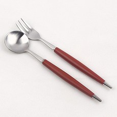 보겐 몽블랑 큐티 커트러리 티스푼 티포크 세트 레드, 1세트, 티스푼 + 티포크