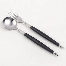 보겐 몽블랑 큐티 커트러리 티스푼 티포크 세트 블랙, 1세트, 티스푼 + 티포크