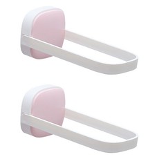 메이크마인 무타공 접이식 주방 행주 싱크대 수건 다용도 거치대, 화이트 + 핑크, 2개