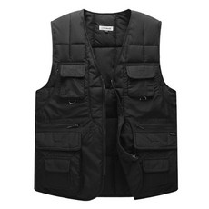 男款多口袋設計日常防寒鋪棉工裝背心
