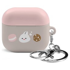 Imooi 第1季 AirPods 4 硬殼鑰匙圈保護殼, 甜點 甜甜圈, 單一商品, 1個