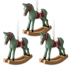 Homeflow 木馬 聖誕 居家裝飾 聖誕樹裝飾, 綠色, 3個