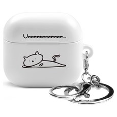 Imooi 第1季 AirPods 4 硬殼鑰匙圈保護殼, 貓咪舞 翻滾W, 單一商品, 1個