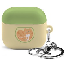 Imooi 第1季 AirPods 4 硬殼鑰匙圈保護殼, 茶杯貓 愛心, 單一商品, 1個