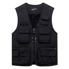 男款內刷毛多口袋收納工裝背心