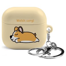 Imooi 第1季 AirPods 4 硬殼鑰匙圈保護殼, 睡睡 威爾斯柯基犬, 單一商品, 1個