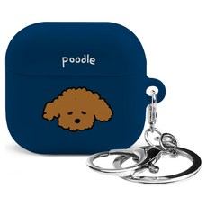 Imooi 第1季 AirPods 4 硬殼鑰匙圈保護殼, 貴賓犬 沮喪, 單一商品, 1個