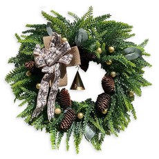 Homeflow 松果花環 聖誕室內裝飾, 綠色, 1個