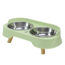 DING DONG PET 寵物沙發雙碗不鏽鋼食碗 2口, 1個, 綠色