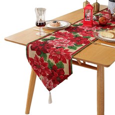 Block Mart 聖誕桌旗, 紅花, 1個, 35 x 140 cm