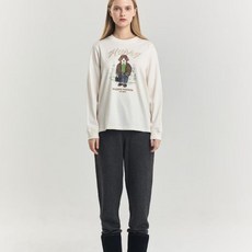 헤지스 여성용 프린트배색 면 긴팔 티셔츠 HSTS4D908