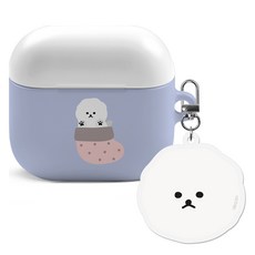 아이무이 냥이퍼피 에어팟4 아크릴 키링 하드 케이스, 양말 비숑, 1개