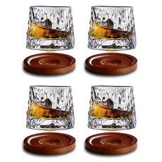 아메리칸로드 클리셰 회전형 글라스 언더락잔 빙하 + 받침대 세트 RK2224, 4개