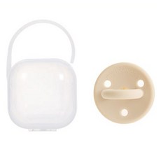 Motherworks 韓國製造 嬰兒用矽膠奶嘴 + 奶嘴盒套組, 1套, 單一尺寸(0~36個月), 香草白