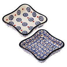 PAWIE Jalifie海軍藍點綴方形小菜碟2件組, 1套, 混合顏色