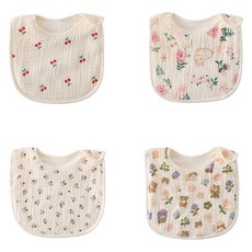 LuxuryBaby 幼兒6層紗棉防水圍兜 4件組, 1組, 基本B款