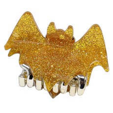 黑色樹木萬聖節氛圍彩色亮點髮夾 閃亮蝙蝠, 黃色, 1個