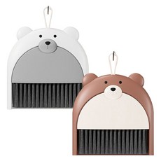 PEONIST 小熊刷具畚箕清潔用品2件組, 灰色, 棕色, 1套