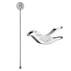 Casabeni 不鏽鋼 雞尾酒 Highball 家庭調酒 圓形搗棒 + 小鳥榨汁器 套組, 1套, 銀色(搗棒)