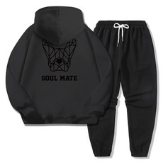 ILLUSO 男女通用柔軟刷毛Soulmate連帽T恤 + 束口褲運動套裝