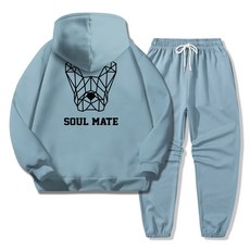 ILLUSO 男女通用柔軟刷毛Soulmate連帽T恤 + 褲腳鬆緊束口褲運動套裝