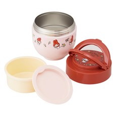 Skater LDNO6AG 抗菌配菜盒 + 不鏽鋼保溫盒 一體式 540ML 套組, 1套, 美樂蒂