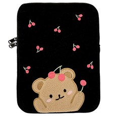 위니즈 체리 곰 태블릿PC 파우치 케이스 WZFLP278-B11, 블랙, 1개