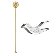 Casabeni 不鏽鋼 雞尾酒 Highball 家庭調酒 圓形搗棒 + 小鳥榨汁器 套組, 1套, 金色(搗棒)