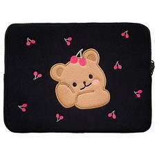 위니즈 체리 곰 캐릭터 노트북 파우치 케이스 WZFLP280-B15, 블랙, 1개