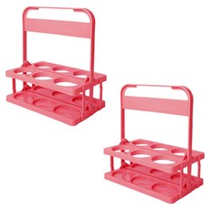 블럭마트 캠핑 나들이 접이식 6구형 음료수 캐리어, 핑크, 2개